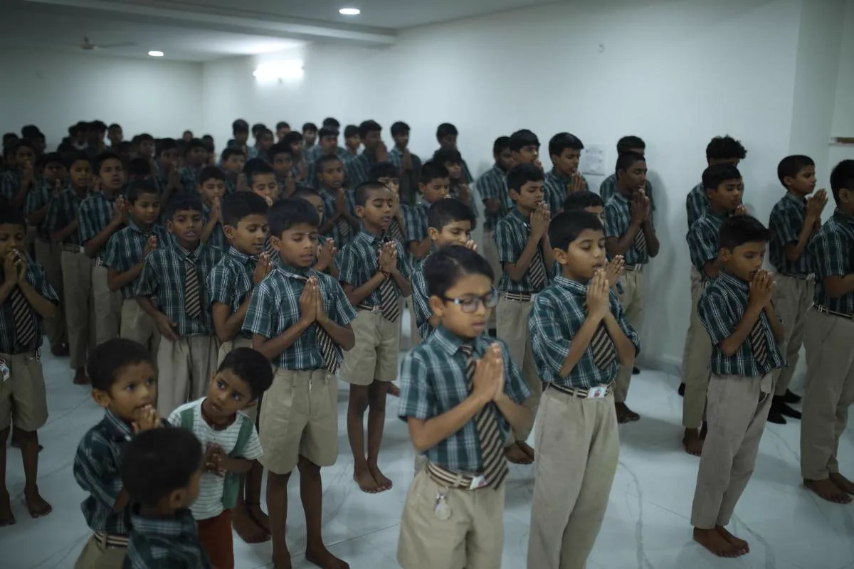 Children at morning prayer